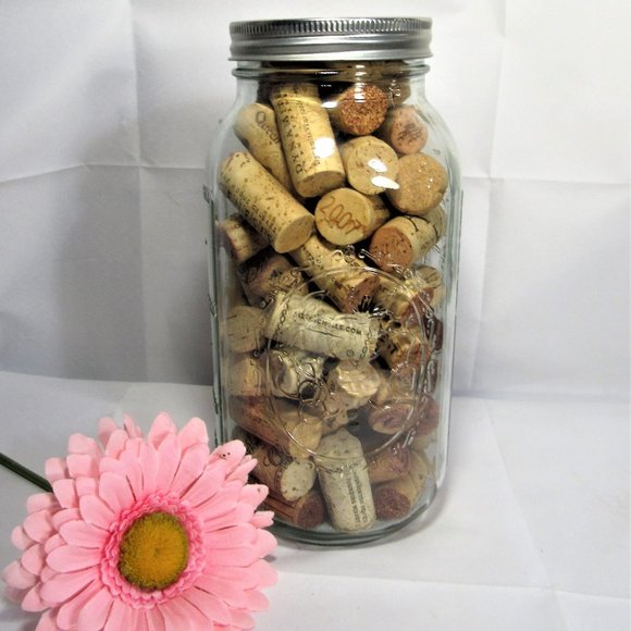 BIG 10" BALL MASON JAR FULL OF WINE CORKS, - Picture 1 of 9